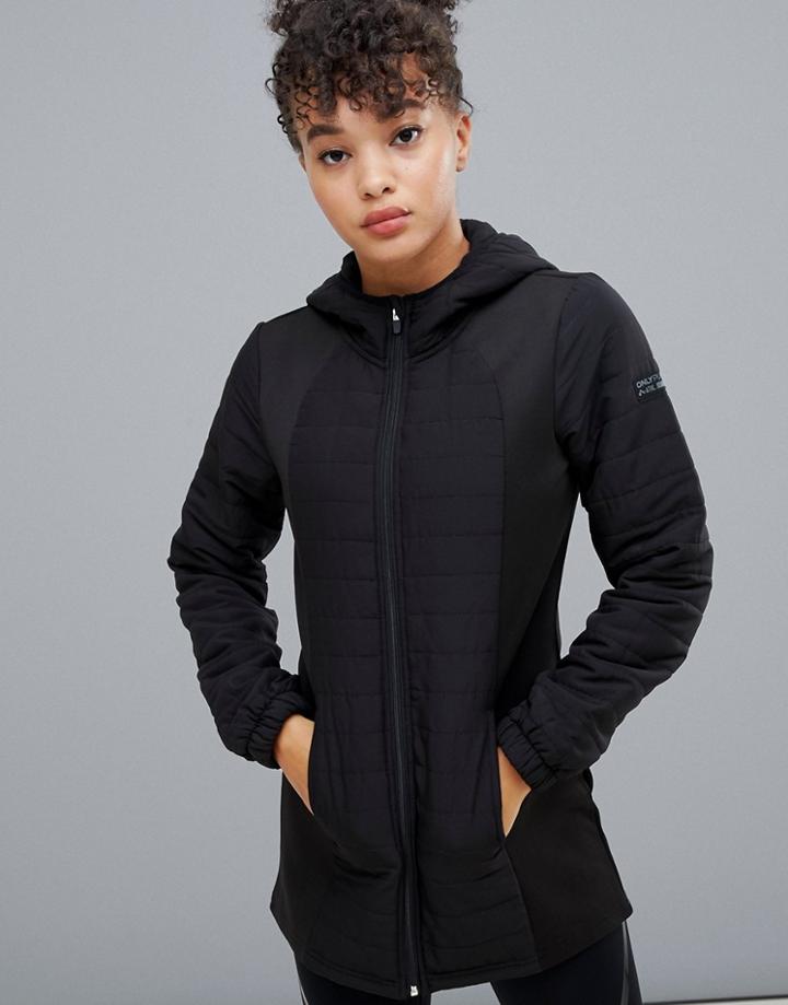 Only Play Hooded Long Jacket - Black