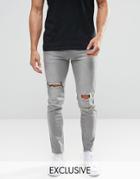 Always Rare Gray Cutter Super Skinny Jeans With Raw Hem - Gray