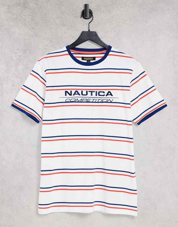Nautica Competition Columbus Engineered Stripe T-shirt In White