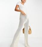 Asyou Crochet Coordinating Pants In Ecru-white
