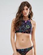 Jaded London Neon Sign High Neck Bikini Top - Black