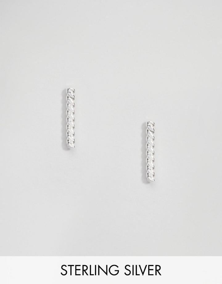 Asos Sterling Silver Twist Bar Earrings - Silver