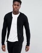 Asos Knitted Bomber In Black - Black