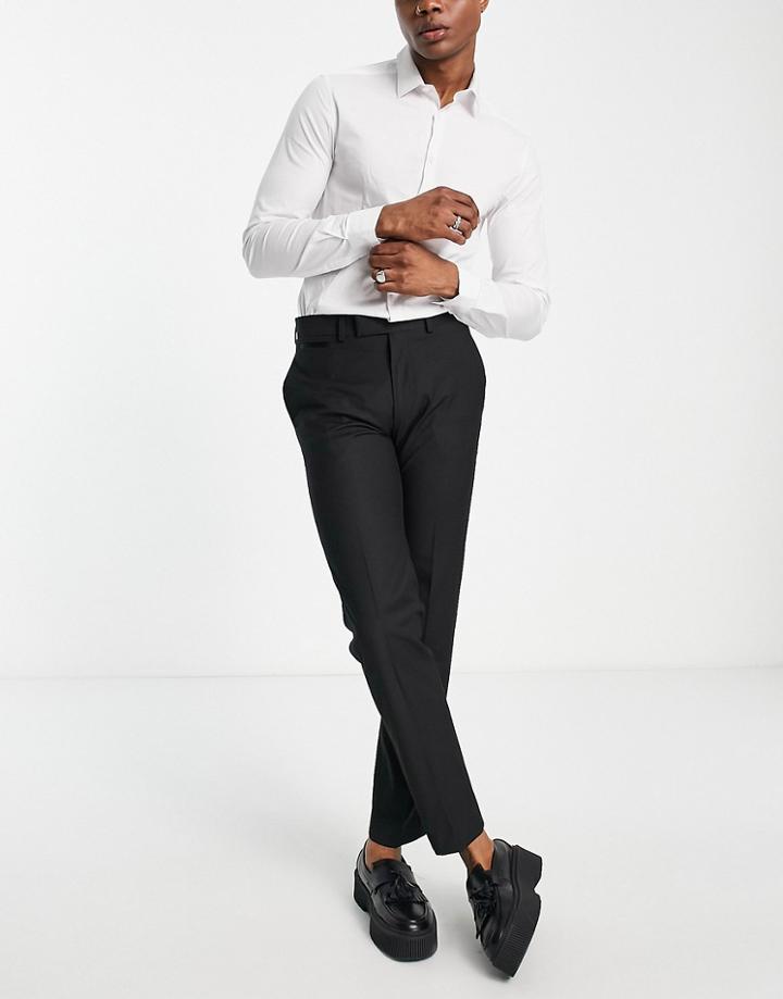 Asos Design Slim Tuxedo Pants In Black With Satin Side Stripe