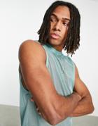 Asos Design Oversized Tank Top In Green Mesh