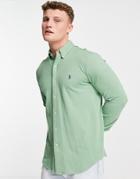Polo Ralph Lauren Player Logo Slim Fit Pique Shirt In Green