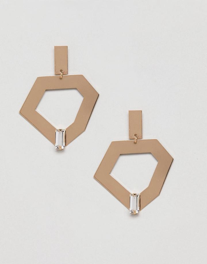 Monki Abstract Gem Drop Earrings - Gold