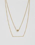 Pieces Hilli Gold Plated Multi Row Necklace - Gold