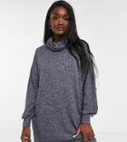 Asos Design Tall Super Soft Long Sleeve Roll Neck Mini Dress In Charcoal Gray Heather-grey
