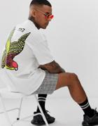 Hnr Ldn Parrot Back Print T-shirt In Oversized Fit - White
