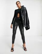 I Saw It First Pu Slit Front Pants In Black