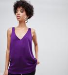 River Island Sleeveless Blouse With Deep V-neck In Purple - Purple