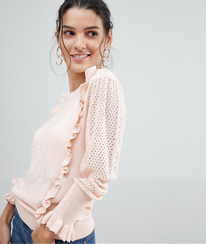 Vila Frill Detail Sweater - Pink