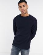 Jack & Jones Premium Textured Sweater In Navy