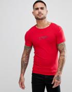 Emporio Armani Muscle Fit Chest Logo T-shirt In Red - Red