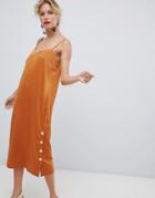 Y.a.s Side Split Copper Button Detail Cami Dress - Orange