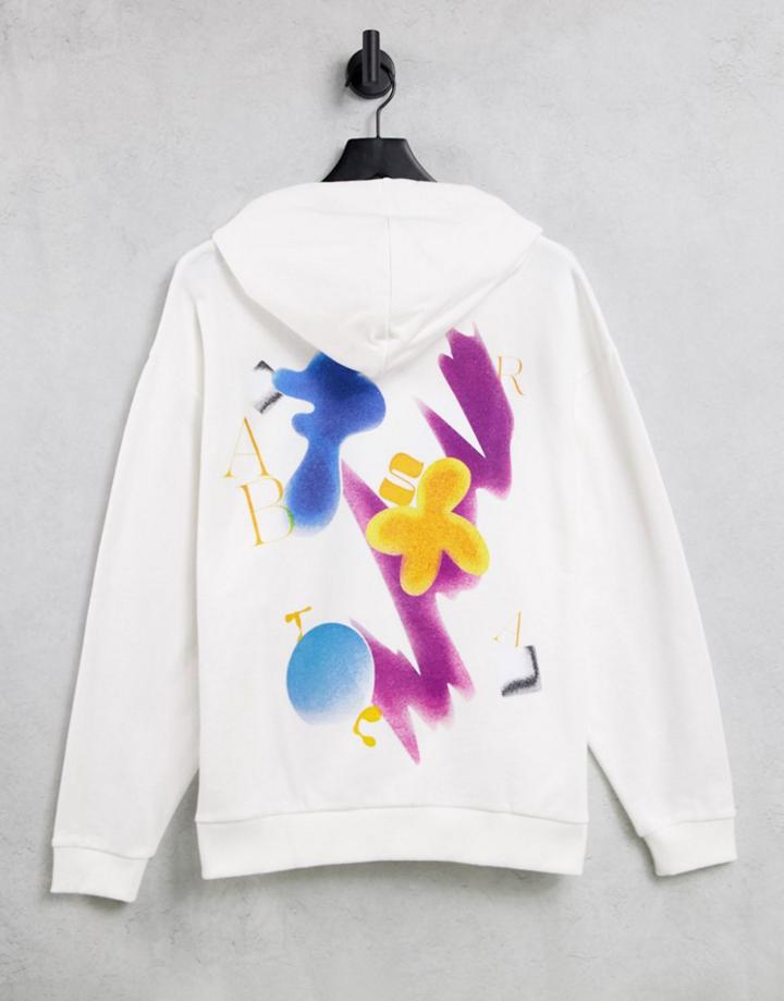 Asos Design Oversized Hoodie In White With Abstract Art Back Print