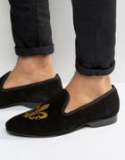 Frank Wright Slipper Loafers Black Suede - Black