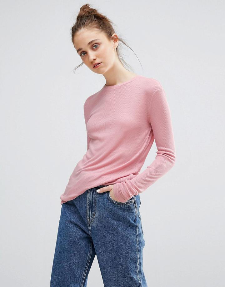 Weekday Fine Rib Top - Pink