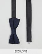 Heart & Dagger Bow Tie In Faint Check - Navy