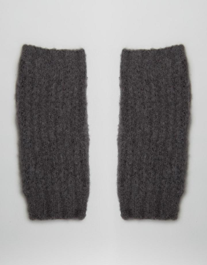 Boardmans Knitted Handwarmer Fingerless Gloves - Gray
