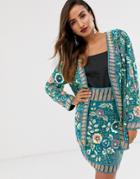 Asos Edition Floral Embellished Oversized Jacket-green