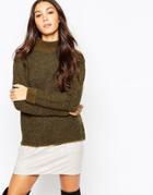 Esprit High Neck Boucle Sweater - Dark Khaki