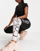 Calvin Klein Jumbo Logo Color Block High Waist Full Length Leggings In Black/secret-multi