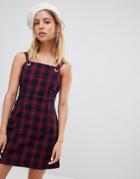 Wild Honey 90s Pinnafore Dress In Check - Red