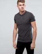Brave Soul Muscle Fit Zip Polo - Gray