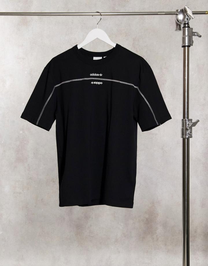 Adidas Originals T-shirt In Black With White Stripe Detail