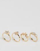 New Look Botanical Stack Rings - Gold