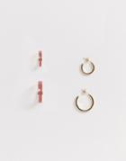 Pieces Hoop Earring Set - Red
