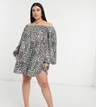 Asos Design Curve Mini Swing Sweatshirt Dress In Leopard Print-black