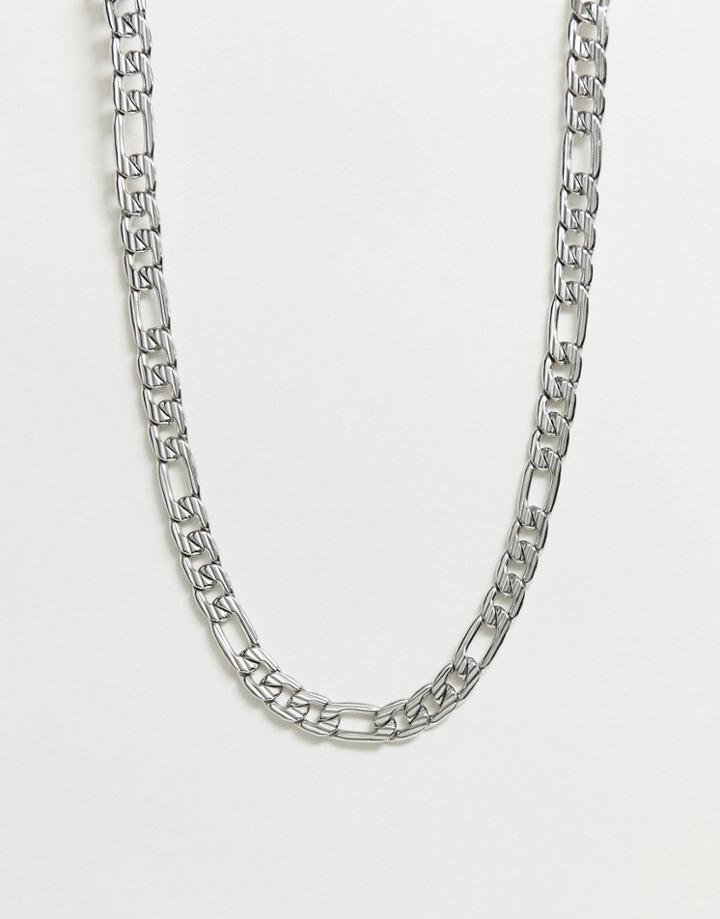 Asos Design Chunky Short Neckchain With Clasp Detail In Silver Tone - Silver