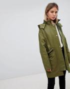 Asos Design Parka With Buckle Detail - Green