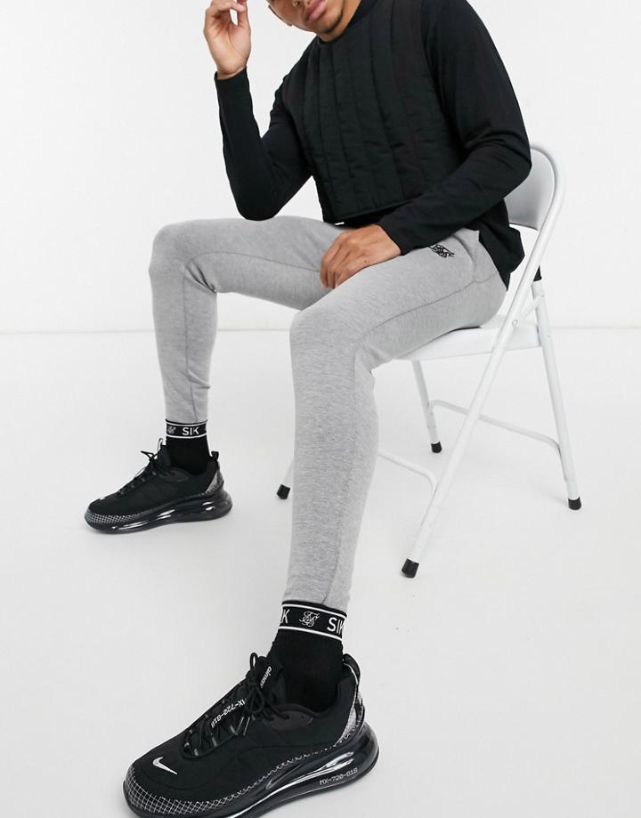 Siksilk Pleated Elastic Sweatpants In Gray-grey