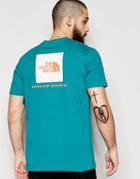 The North Face T-shirt With Red Box Logo - Teal