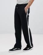 Asos Straight Jogger In Tech Fabric With Side Stripe Taping - Black