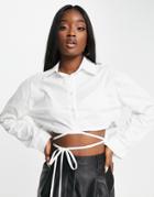 I Saw It First Cropped Shirt With Tie Waist Detail In White