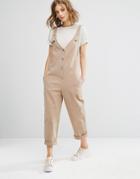 Vale Denim Jumpsuit With Adjustable Strap - Tan