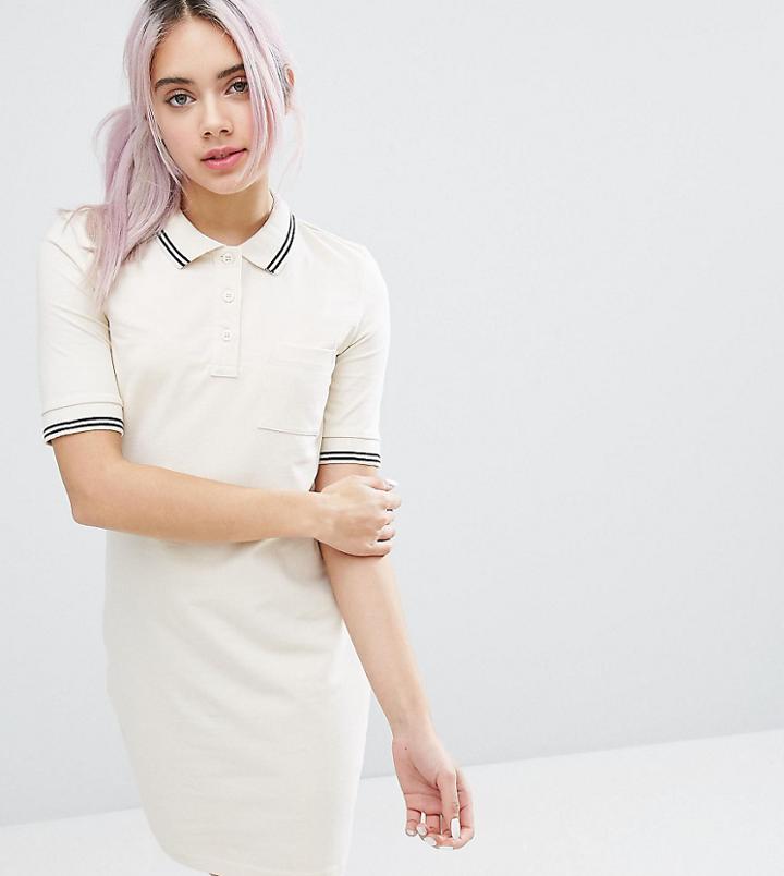 Monki Color Block Polo Mini Dress - White