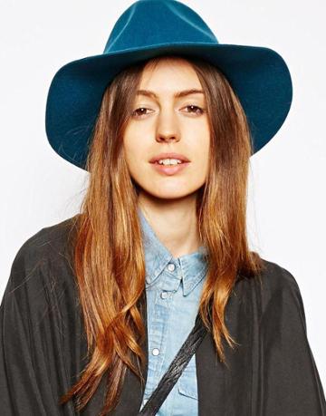 Asos Felt Fedora Hat - Blue