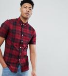 Asos Design Tall Stretch Slim Check Shirt - Red