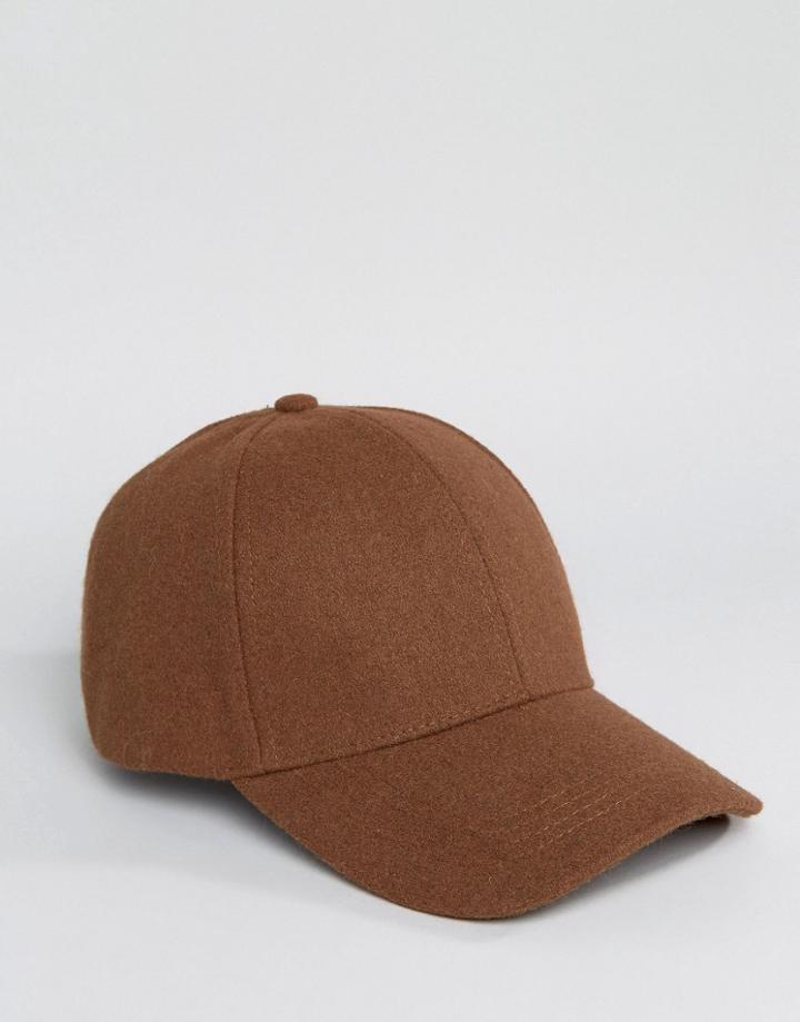 New Look Wool Mix Baseball Cap In Rust - Brown