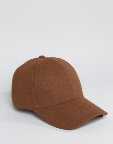New Look Wool Mix Baseball Cap In Rust - Brown