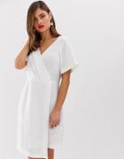 Closet London Wrap Front Mini Shift Dress In White