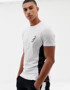 Jack & Jones Core T-shirt With Side Panel Print In Curved Hem - White