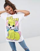 Asos T-shirt In Super Oversized Fit With Naughty Puppy Print - White