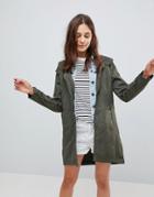 Brave Soul Raver Lightweight Jacket With Neon Zip - Green